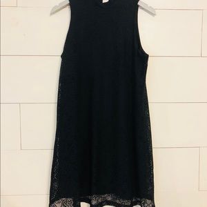 BLACK ALL OVER LACE HIGH NECK SHIFT DRESS